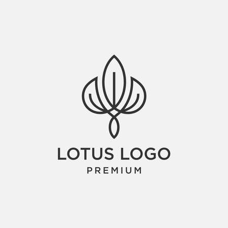 Lotus leaf logo. line art style logo premiumのイラスト素材