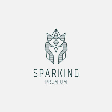 Spartan king line logo design templateのイラスト素材