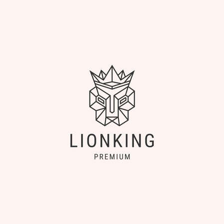 Lion king line logo design templateのイラスト素材