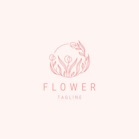 Natural cosmetics logo. brand identity with luxury lines and symbolsのイラスト素材