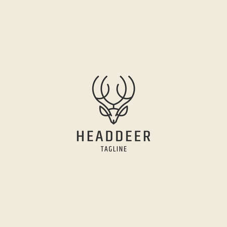 Head deer line premium, with flat style templateのイラスト素材
