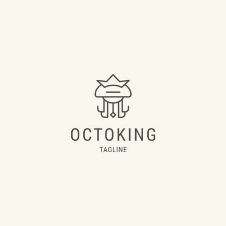 King of octopus design with line art concept.のイラスト素材