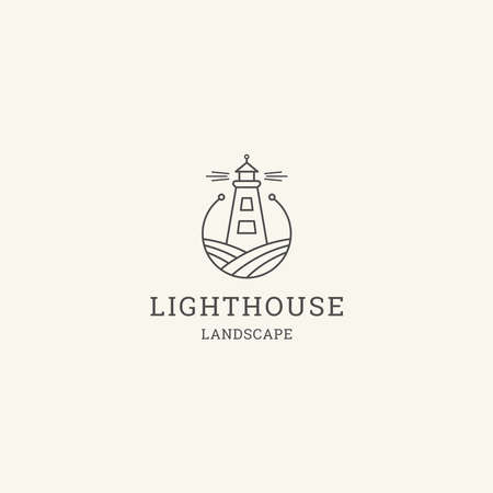 Landscape of lighthouse design with line art conceptのイラスト素材