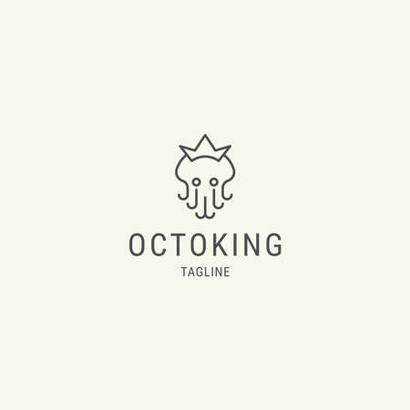 King of octopus design with line art concept.のイラスト素材