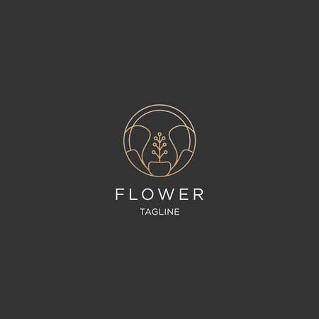 Nature flower template with line art conceptのイラスト素材
