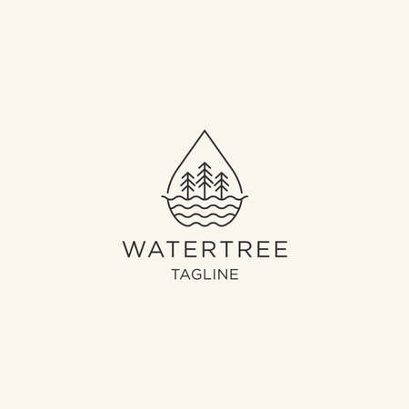 Water tree line templateのイラスト素材