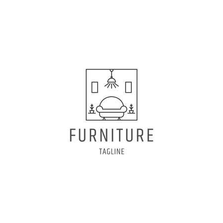 Furniture of sofa line logoのイラスト素材