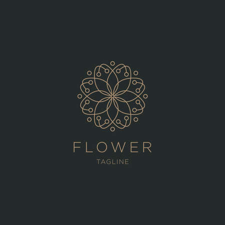 Nature flower line logo design templateのイラスト素材