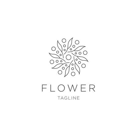 Nature flower line logo design templateのイラスト素材