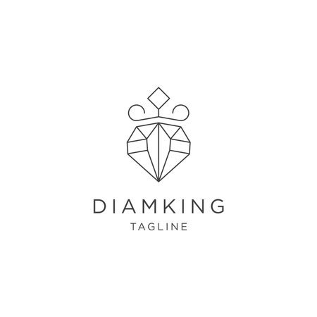 Diamond king line logo design templateのイラスト素材