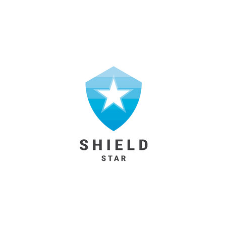 Awesome shield star logo design with flat style logo templateのイラスト素材