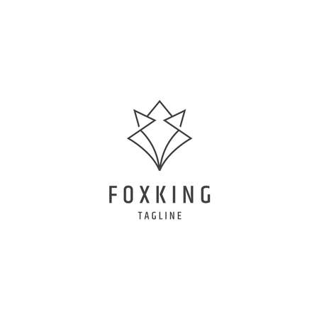 Fox king head line logo design templateのイラスト素材