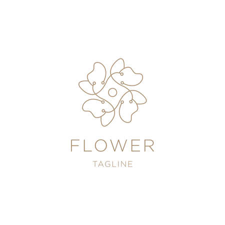 Nature flower line logo design templateのイラスト素材