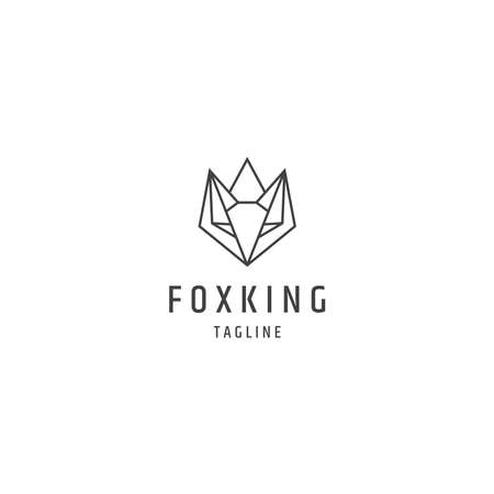 Fox king head line logo design templateのイラスト素材