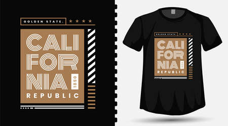 Golden State California Republic since 1850 typography lettering design template for t shirt fashion clothing and posterのイラスト素材