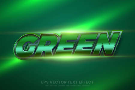Text effect in 3d Green metallic words, font styles theme editable realistic metal gradient with flare light conceptのイラスト素材