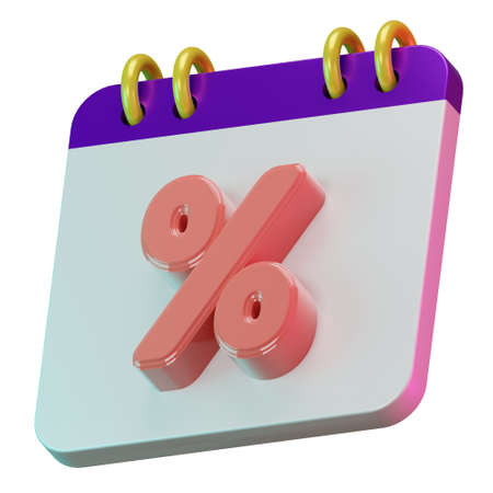 3D Render isolated symbol calendar of percent for daily reminder discountの写真素材