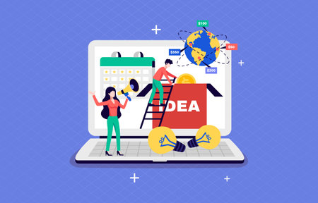 Crowdfunding Platform flat vector illustration. Crowdfunding and partnership, new idea generation, collect donations, business venture, entrepreneurship success flat designのイラスト素材