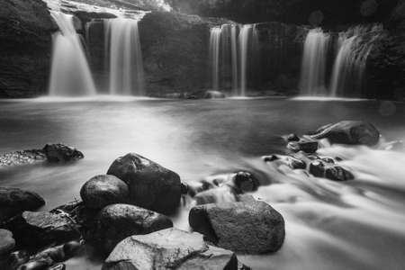 Morning view at the beautiful waterfallの写真素材
