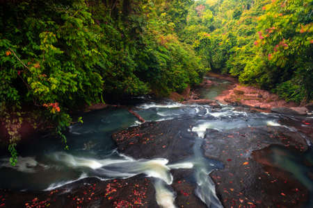 Morning view at the beautiful waterfallの写真素材