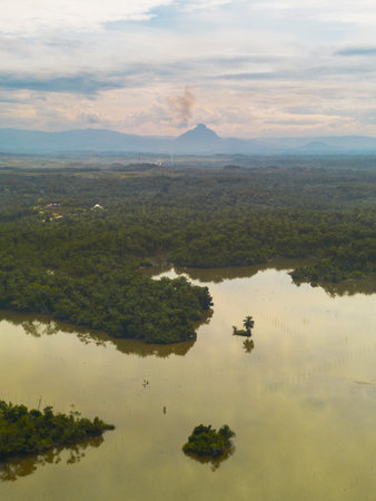 beautiful morning view panorama landscape with beauty color and sky natural lightの写真素材