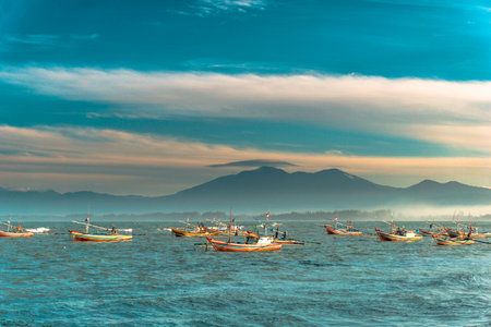 beautiful morning view indonesia panorama landscape with beauty color and sky natural lightの写真素材