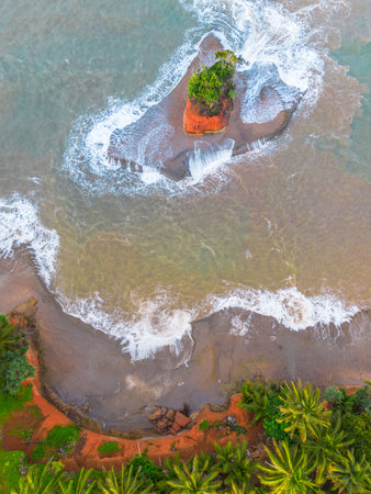 beautiful morning view panorama indonesia beach weather with sky colorsの写真素材
