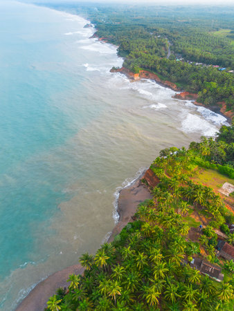 beautiful morning view panorama indonesia beach weather with sky colorsの写真素材