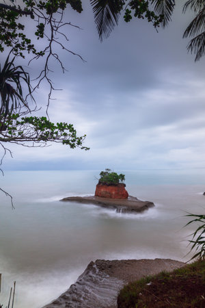beautiful morning view panorama indonesia beach weather with sky colorsの写真素材