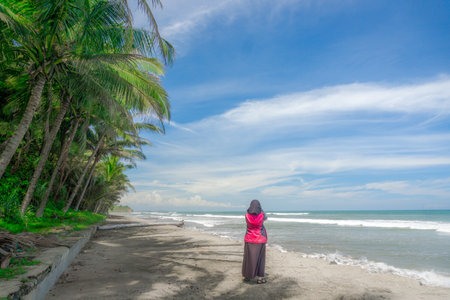 beautiful morning view panorama indonesia beach weather with sky colors