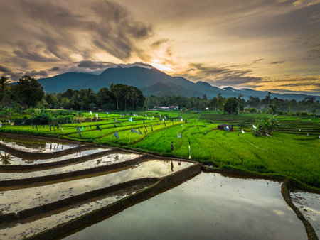 beautiful morning view indonesia panorama landscape beach with beauty color and sky natural lightの写真素材