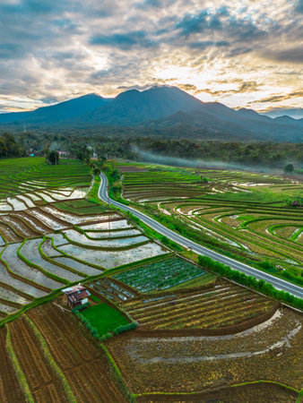 beautiful morning view indonesia panorama landscape beach with beauty color and sky natural lightの写真素材