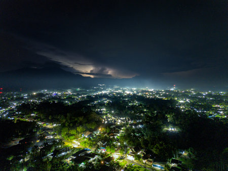 beautiful night view indonesia panorama landscape with beauty color and sky natural lightの写真素材