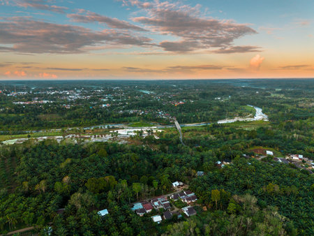 beautiful morning view indonesia panorama landscape with beauty color and sky natural lightの写真素材