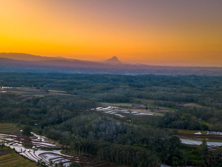 beautiful morning view indonesia panorama landscape beach with beauty color and sky natural lightの写真素材