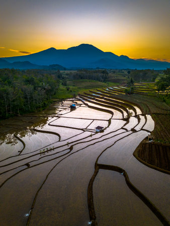 beautiful morning view indonesia panorama landscape beach with beauty color and sky natural lightの写真素材