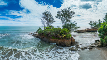 the beauty of Indonesia with mangrove forests and beaches at sunset