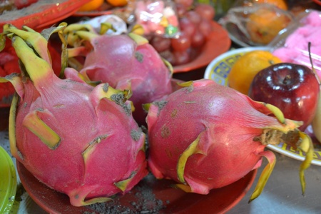 dragons fruit in chinese new year feastの写真素材