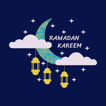 Vector illustration of ramadan kareem flat labelのイラスト素材