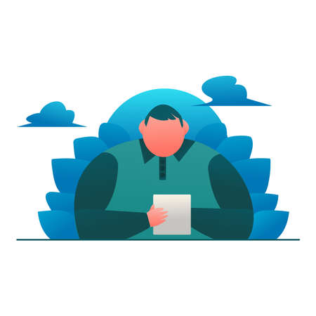illustration vector graphic of character online working man on smartphonesのイラスト素材
