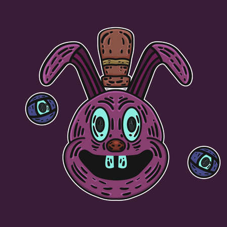hand drawn mafia rabbit vector illustrationのイラスト素材