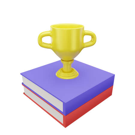 3d rendering of a trophy with a back to school conceptの写真素材