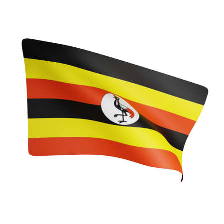 3d rendering of uganda flag concept uganda national day