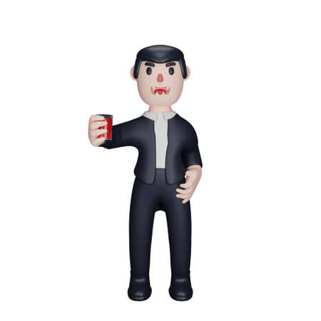 3d rendering of dracula with halloween conceptの写真素材