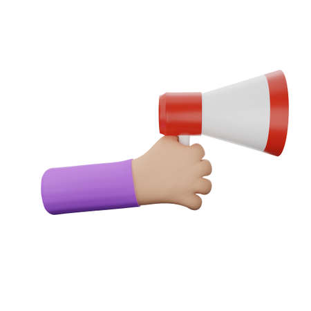 3d rendering of hand holding megaphoneの写真素材