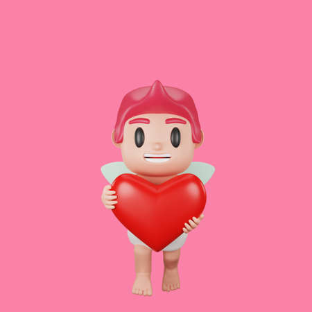 3d rendering of cupid character valentine's day concept