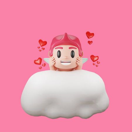 3d rendering of cupid character valentine's day conceptの写真素材