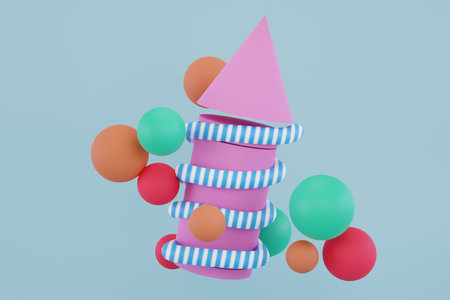 3d Geometric shapes colorful background