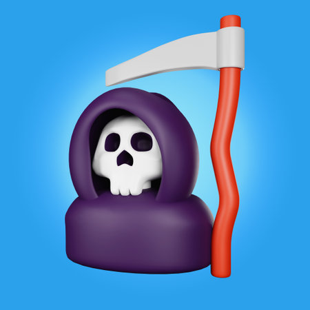 3d rendering grim reaper halloween iconの写真素材