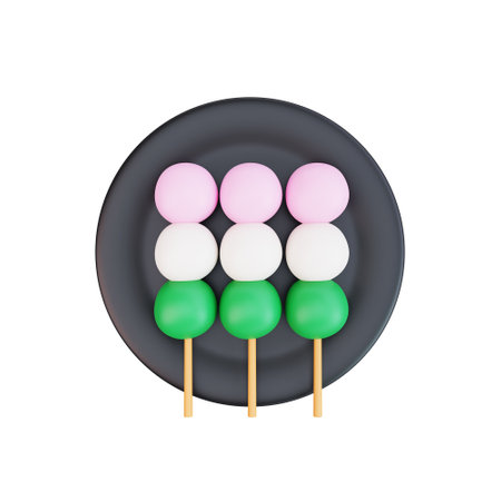 3d illustration of asian food dango,japanese food